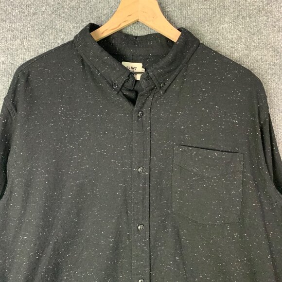 Flint & Tinder Mens Black Speckled Button-Up Shirt XXL‎ Cotton Blend Long Sleeve - Picture 3 of 10